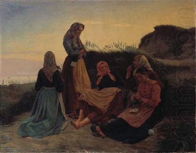 Michael Ancher Girls gathered on Sladrebakken a summernight eve china oil painting image